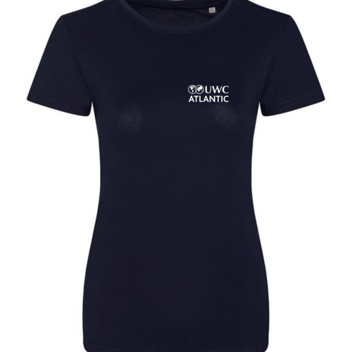 ladies fitted tshirt in navy with uwc atlantic logo to breast