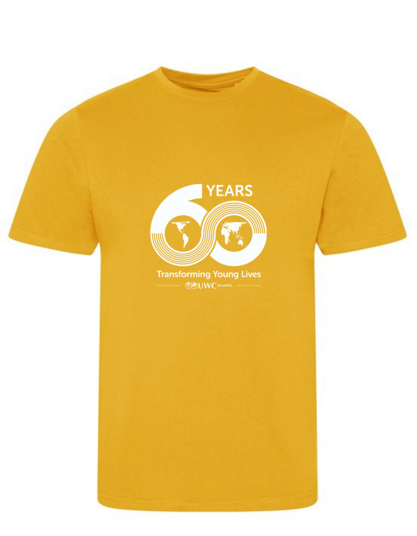 uwc 60th anniversary tshirt in mustard
