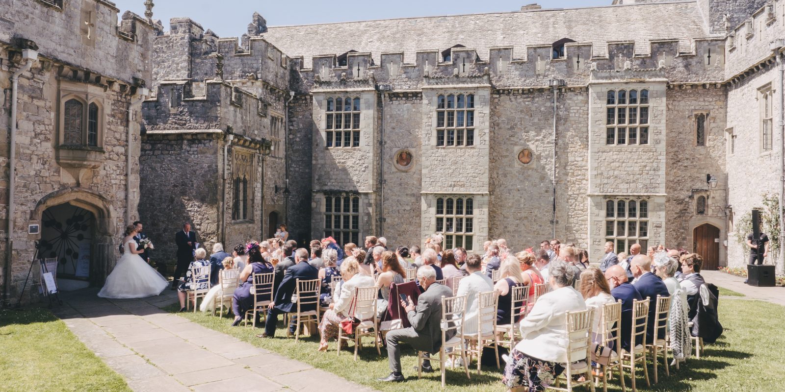 St Donat's Castle inner courtyard outdoor wedding ceremony